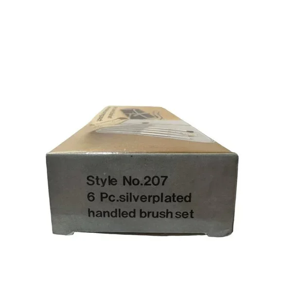 Vintage Silver-plated Handled Cosmetic Brush SetW/Carrying Pouch New in Box